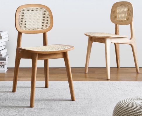 Modern Rattan Dining Chair for Hotel Luxury Home Furniture in Oak Natural