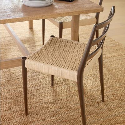 Solid Wood Woven Cord Dining Chair for School Furniture in Nordic Modern Construction