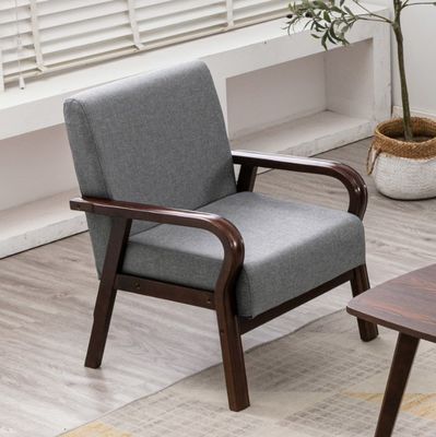 Home Furniture Lounge Modern Wood Arm Chair Sofa Chair with PU Leather/Fabric Cover Material Mail Packing N