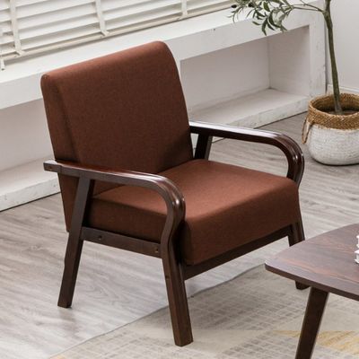 Home Furniture Lounge Modern Wood Arm Chair Sofa Chair with PU Leather/Fabric Cover Material Mail Packing N