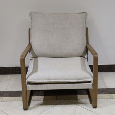 Upholstered Solid Wood Chair Leisure Lounge Chair for Living Room W71*D91*H76cm in Oak Wood Frame