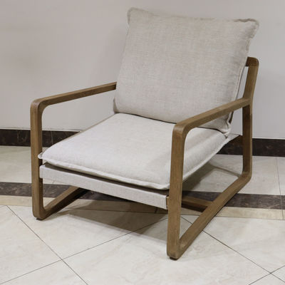 Upholstered Solid Wood Chair Leisure Lounge Chair for Living Room W71*D91*H76cm in Oak Wood Frame