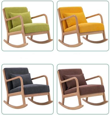 Stylish Living Room Furniture Upholstered Wood Rocking Chair and Stool for Relaxing