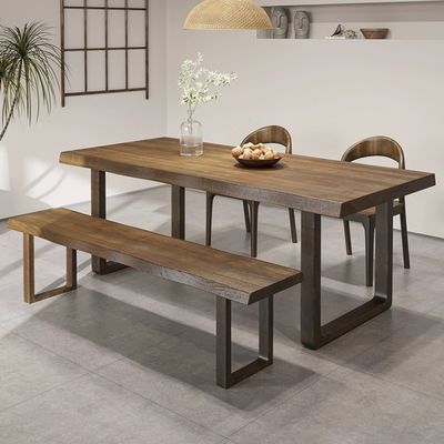 Japanese Luxury Seat Dining Room Furniture Table Rectangular Solid Wood Dining Table Set without Folded Villa for Villa