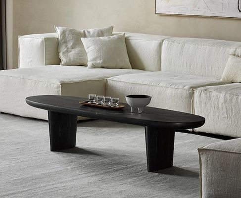 Modern Nordic Wood Coffee Table for Living Room without Folding in Walnut Color