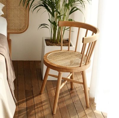 Dining Room Furniture Modern Nordic Style Cover Room Rattan Wood Back Chair with Nitrolacquer Finish