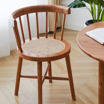 Dining Room Furniture Modern Nordic Style Cover Room Rattan Wood Back Chair with Nitrolacquer Finish
