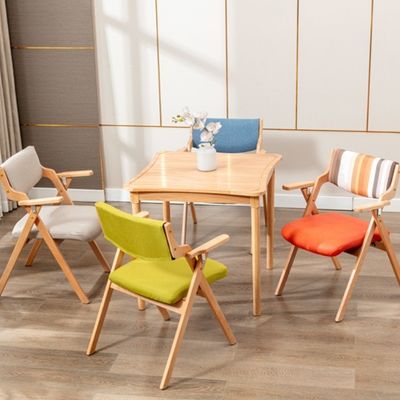Nordic Classical Morden Wooden Foldable Leisure Arm Dining Chair Function Dining Room W45cm*D51cm*H83cm for Living Room