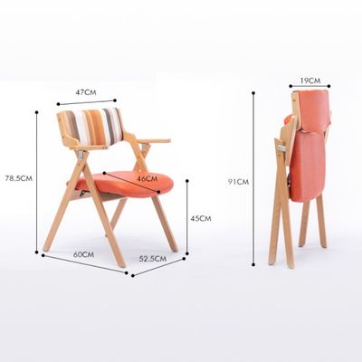 Nordic Classical Morden Wooden Foldable Leisure Arm Dining Chair Function Dining Room W45cm*D51cm*H83cm for Living Room