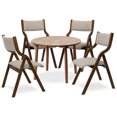 NC/PU Paint Finish Wooden Legs Fabric Upholstered Dining Foldable Chair for Restaurant Suppliers in Bulk