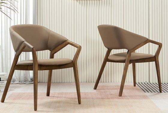 2023 Modern Design Solid Wood PU Leather Dining Room Arm Chair for Cafes Add Charm to Your Restaurant