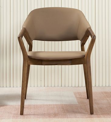 2023 Modern Design Solid Wood PU Leather Dining Room Arm Chair for Cafes Add Charm to Your Restaurant