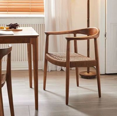 Enhance Your Dining Experience with Nordic Design Style Solid Wood Woven Cord Dining Chairs With Arms