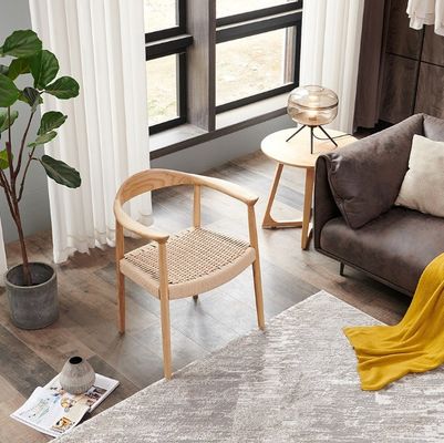 Enhance Your Dining Experience with Nordic Design Style Solid Wood Woven Cord Dining Chairs With Arms