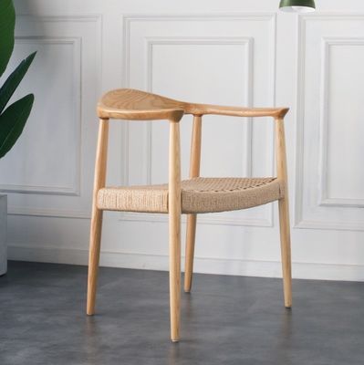 Enhance Your Dining Experience with Nordic Design Style Solid Wood Woven Cord Dining Chairs With Arms