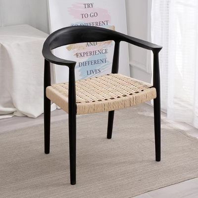 Enhance Your Dining Experience with Nordic Design Style Solid Wood Woven Cord Dining Chairs With Arms