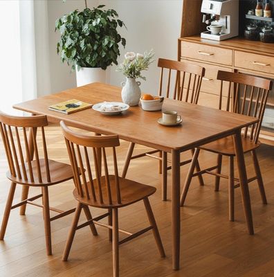 Sturdy Style Modern Simple Design American Walnut Color Solid Wood Dinning Table Set Seat