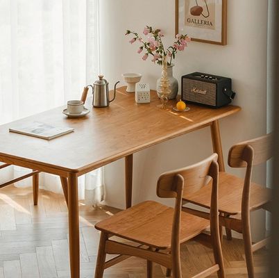 Sturdy Style Modern Simple Design American Walnut Color Solid Wood Dinning Table Set Seat