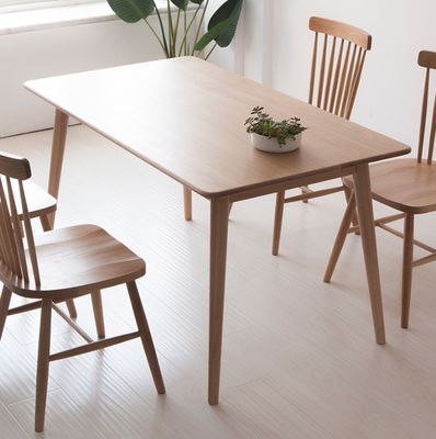 Sturdy Style Modern Simple Design American Walnut Color Solid Wood Dinning Table Set Seat