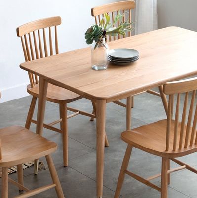 Sturdy Style Modern Simple Design American Walnut Color Solid Wood Dinning Table Set Seat