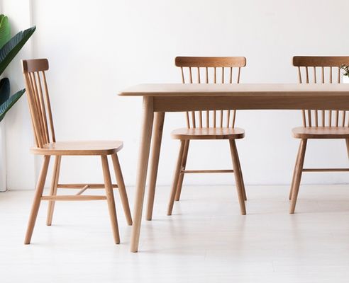 Sturdy Style Modern Simple Design American Walnut Color Solid Wood Dinning Table Set Seat