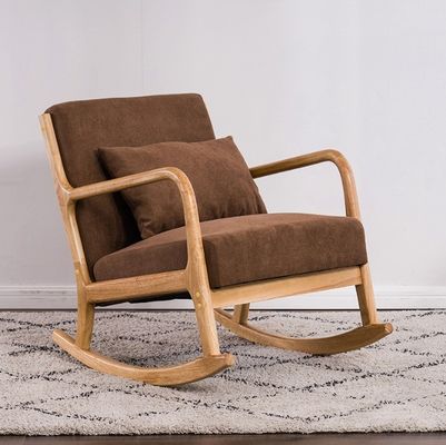 Rubber Wood Frame Nordic Single Rocking Chair Modern Sofa for Small Apartments Balcony and Bedroom Customer's Request