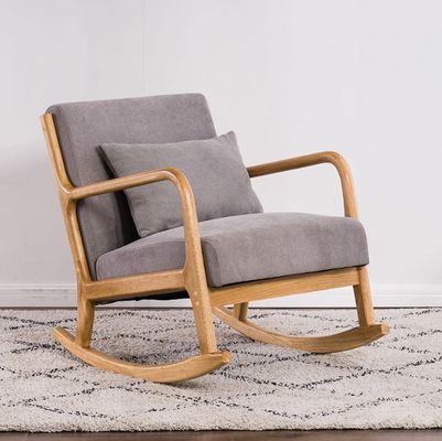 Rubber Wood Frame Nordic Single Rocking Chair Modern Sofa for Small Apartments Balcony and Bedroom Customer's Request