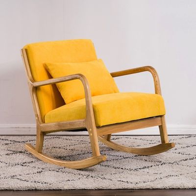 Rubber Wood Frame Nordic Single Rocking Chair Modern Sofa for Small Apartments Balcony and Bedroom Customer's Request