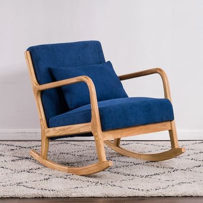 Rubber Wood Frame Nordic Single Rocking Chair Modern Sofa for Small Apartments Balcony and Bedroom Customer's Request