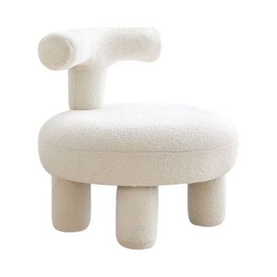Solid Wood Dining Sofa Chair in Modern Nordic Lamb Wool Style for Waiting and Dining Room