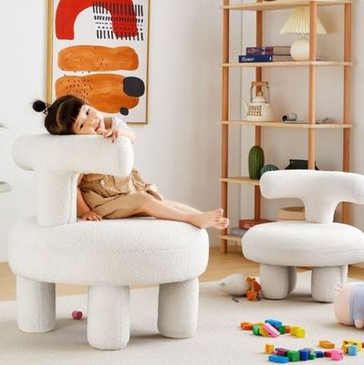 Solid Wood Dining Sofa Chair in Modern Nordic Lamb Wool Style for Waiting and Dining Room