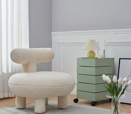 Solid Wood Dining Sofa Chair in Modern Nordic Lamb Wool Style for Waiting and Dining Room
