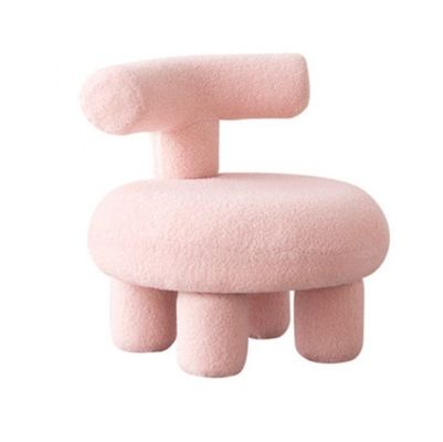 Solid Wood Dining Sofa Chair in Modern Nordic Lamb Wool Style for Waiting and Dining Room