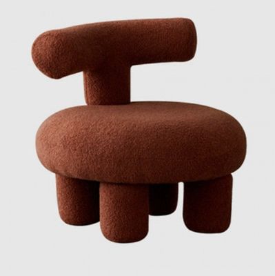 Solid Wood Dining Sofa Chair in Modern Nordic Lamb Wool Style for Waiting and Dining Room