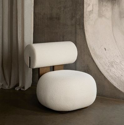 Living Room Chair With Wood Leg Creative Modern Wooden Leisure Style Lamb Wool Single Sofa Chair W70*D81*H71CM