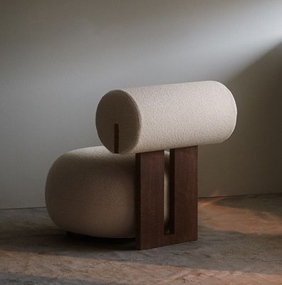 Living Room Chair With Wood Leg Creative Modern Wooden Leisure Style Lamb Wool Single Sofa Chair W70*D81*H71CM