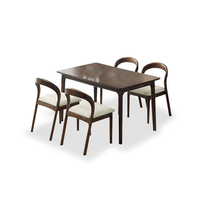 Modern Nordic Wood Dining Table And Chair Set With Rubber Wood Frame For Home Office