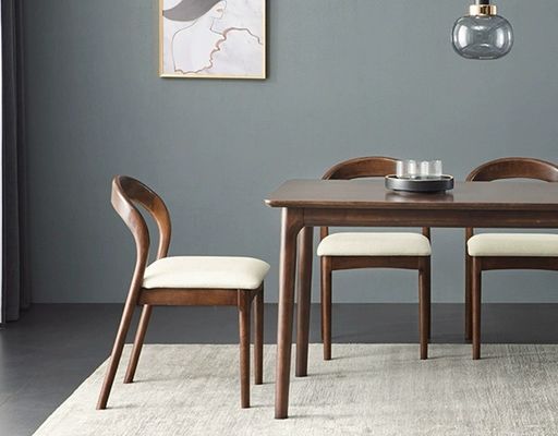Modern Nordic Wood Dining Table And Chair Set With Rubber Wood Frame For Home Office