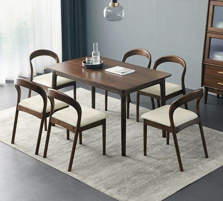 Modern Nordic Wood Dining Table And Chair Set With Rubber Wood Frame For Home Office