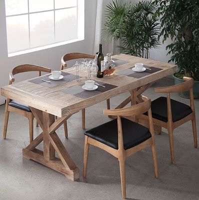 General Home Furniture Modern Natural Wooden Dining Table and Solid Wood Dining Chair for Customized Restaurant Tables