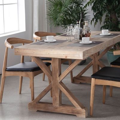 General Home Furniture Modern Natural Wooden Dining Table and Solid Wood Dining Chair for Customized Restaurant Tables