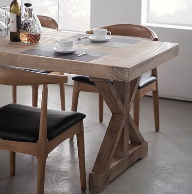 General Home Furniture Modern Natural Wooden Dining Table and Solid Wood Dining Chair for Customized Restaurant Tables