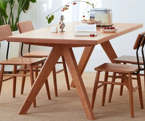 Hall Wood Solid Tables and Chairs for Restaurant Rectangular Wood Set of Dining Table in Modern Design