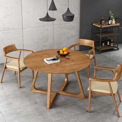 Nitrolacquer Finish Nordic Style Solid Wood Dining Table Set with NO Folded Design and Dining Room Furniture