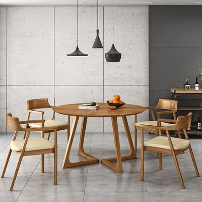 Nitrolacquer Finish Nordic Style Solid Wood Dining Table Set with NO Folded Design and Dining Room Furniture
