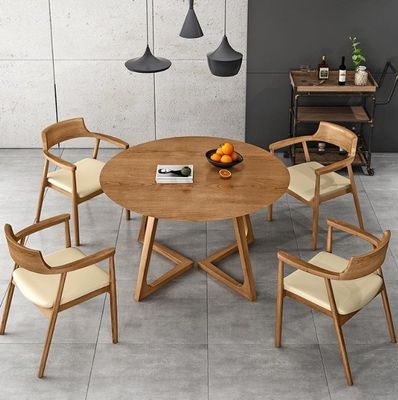 Nitrolacquer Finish Nordic Style Solid Wood Dining Table Set with NO Folded Design and Dining Room Furniture