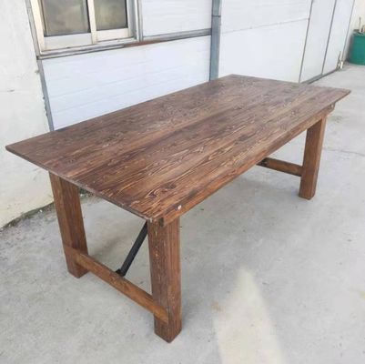 Foldable Pine Frame American Walnut Color Solid Wood Dinning Table with Modern Simple Design and Sturdy Construction