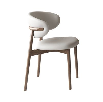Modern Nordic Dining Chair in Solid Wood and Luxury Leather PU Leather for Comfortable Dining Room