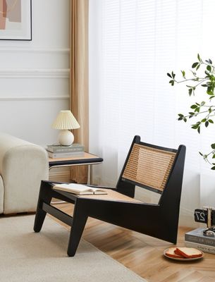 Modern Design Leisure Lounge Chairs Wooden Furniture Living Room Chairs with Natural Oak Frame Rattan Wood Chair