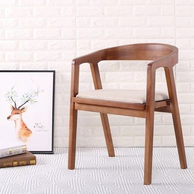 Natural/Walnut Modern Wood Chair Simple Home Dining Bar PU Leather Chair for Sale